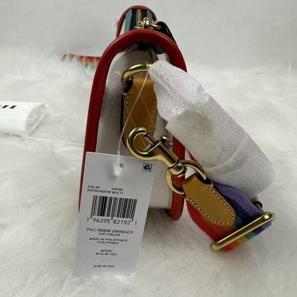 Coach Stadium Swinger Bag Shoulder/Crossbody In Clear PVC & Leather/Rainbow NWT - Picture 6 of 11